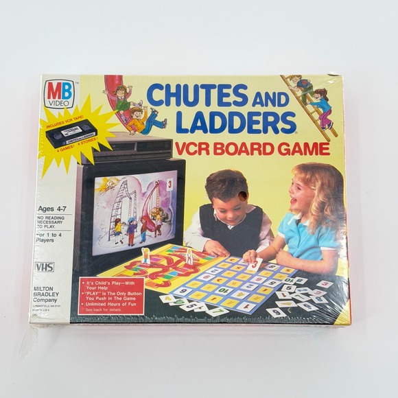 Milton Bradley Other - 1986 Milton Bradley Chutes and Ladders VCR Board Game Multicolor Vintage NIB